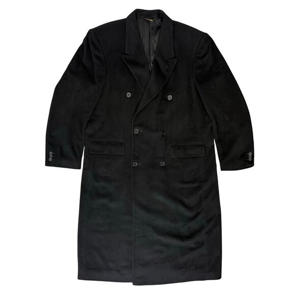 Vintage Mario Valente 100% Cashmere Black Trench Coat Made Italy 48 Men's XL - Picture 2 of 9